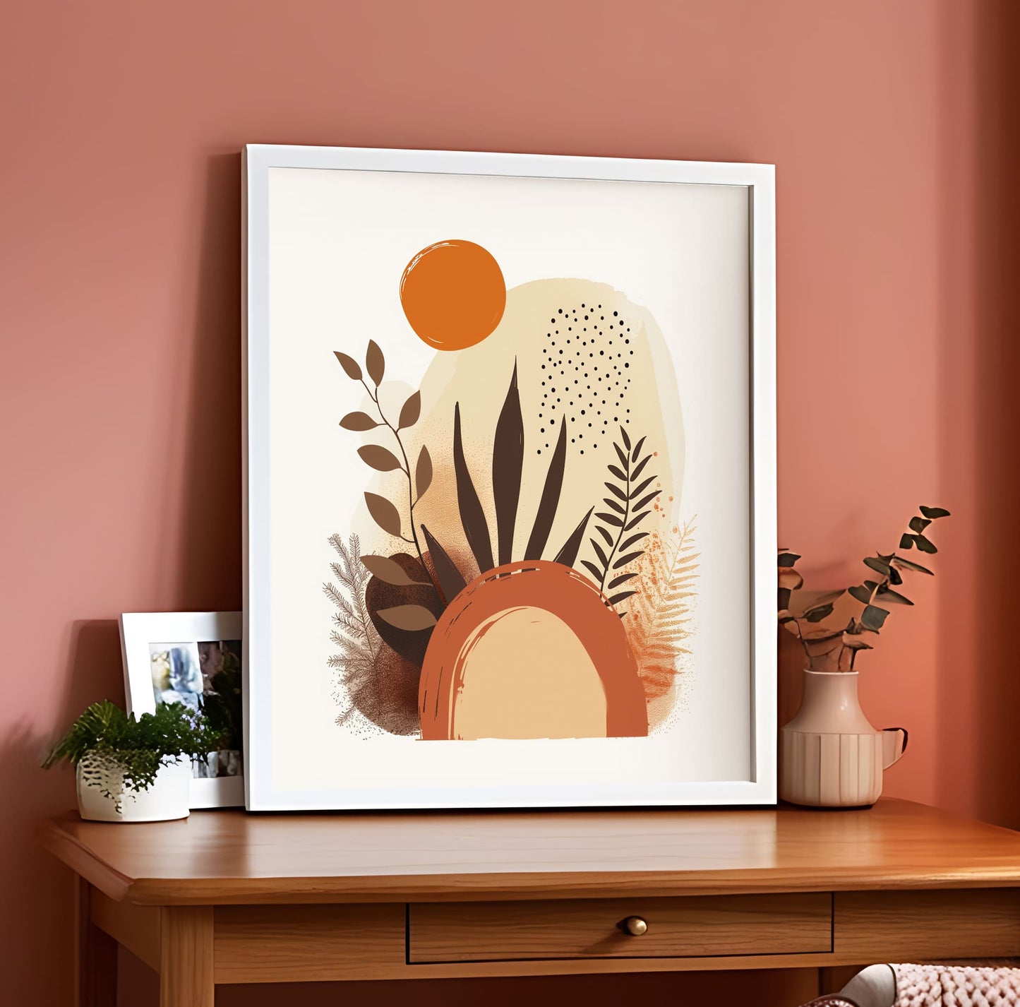 Modern Abstract Nature With Handrawn Elements Wall Art