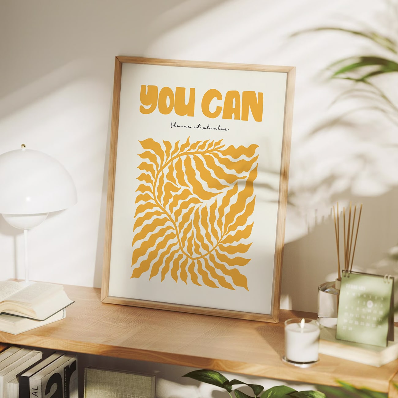 YOU CAN Wall Art Print | Modern Plant Illustration for Office, Bedroom, or Living Room Decor