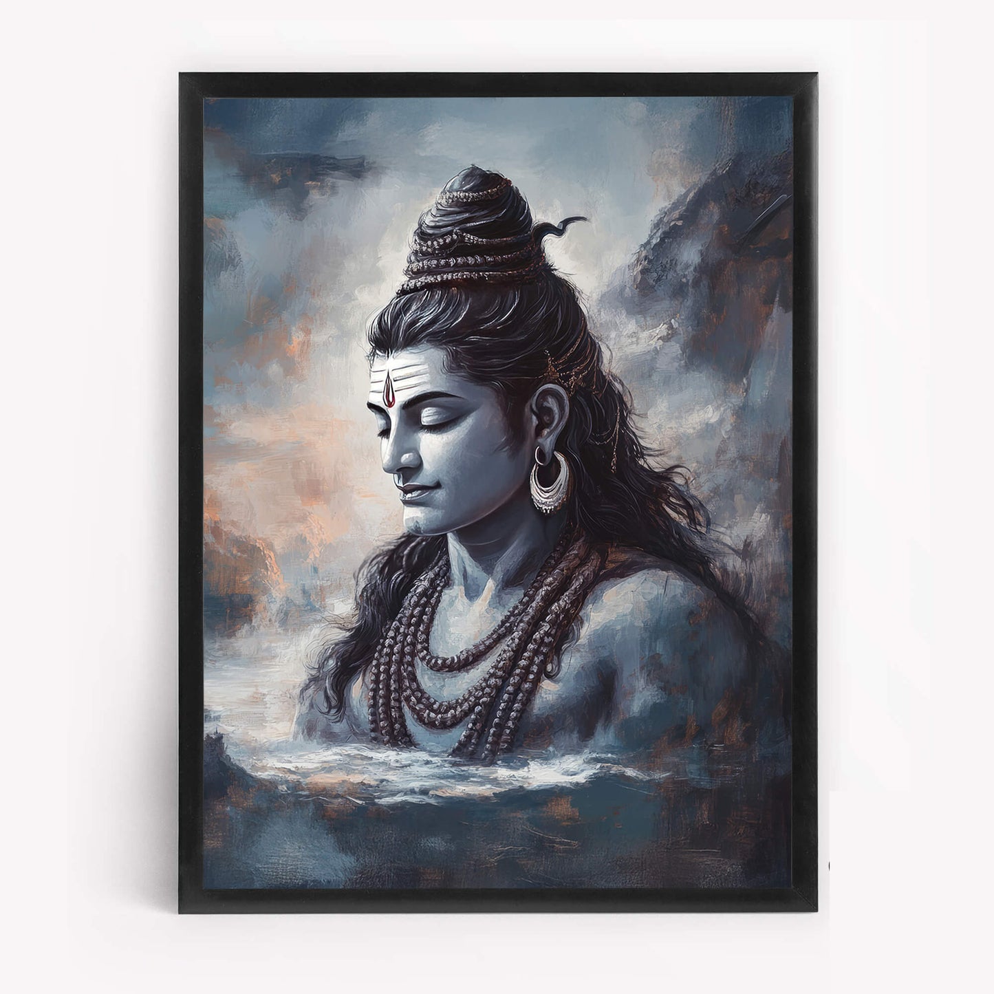 Painting of Lord Shiva in Meditative Pose painting | Spiritual Wall Decor Wall Art