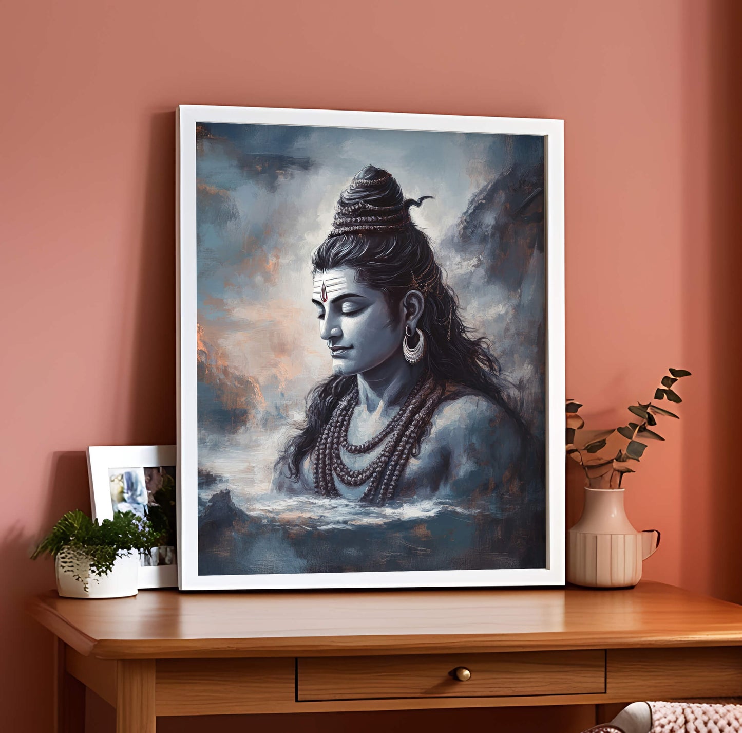 Painting of Lord Shiva in Meditative Pose painting | Spiritual Wall Decor Wall Art