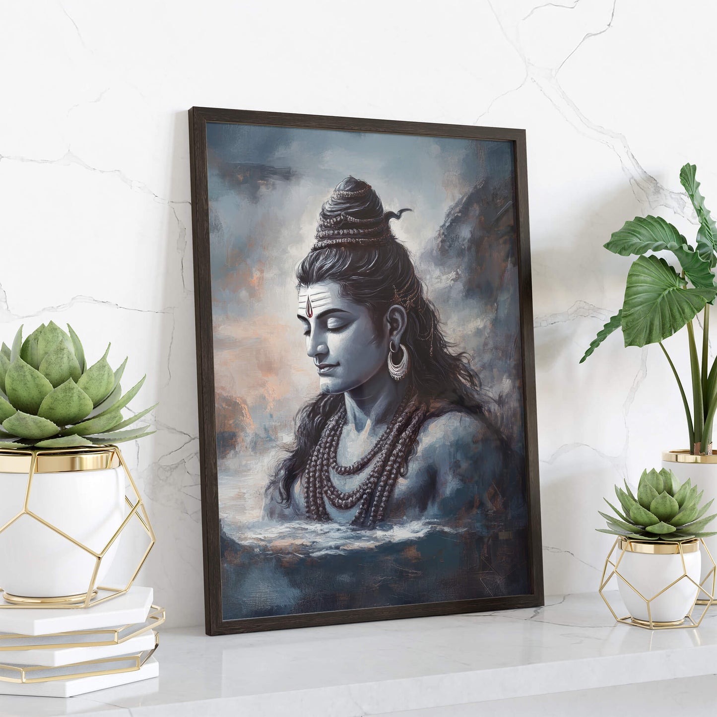 Painting of Lord Shiva in Meditative Pose painting | Spiritual Wall Decor Wall Art