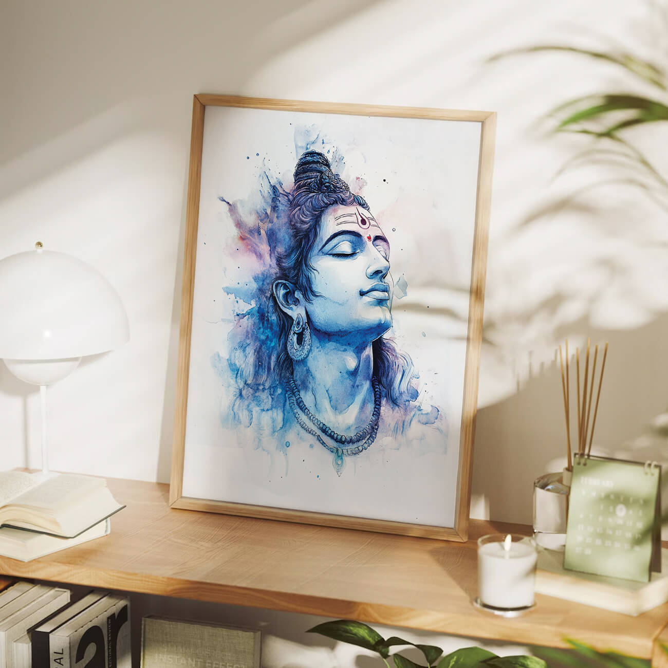 Minimalist Lord Shiva Watercolor Painting | Abstract Hindu Deity Wall Art Spiritual Home Decor