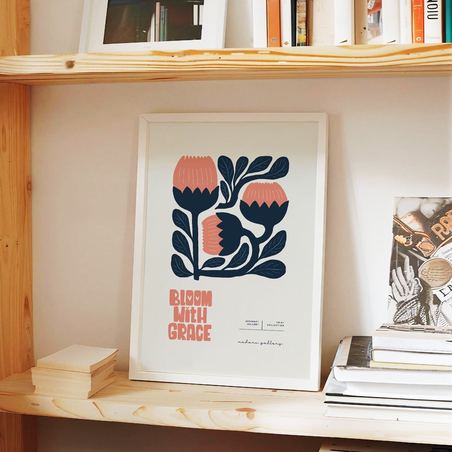 Bloom With Grace, Modern Floral Wall Art | Painting for Home & Office Decom