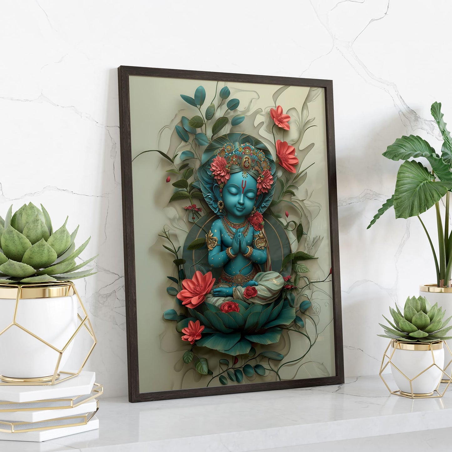3D Representation Hindu Deity Krishna Wall Art