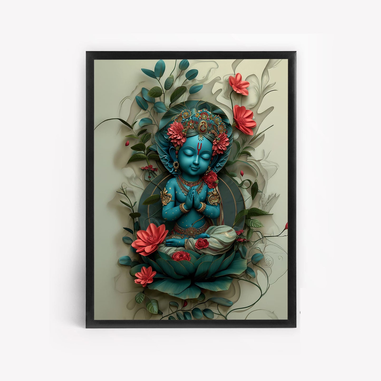 3D Representation Hindu Deity Krishna Wall Art