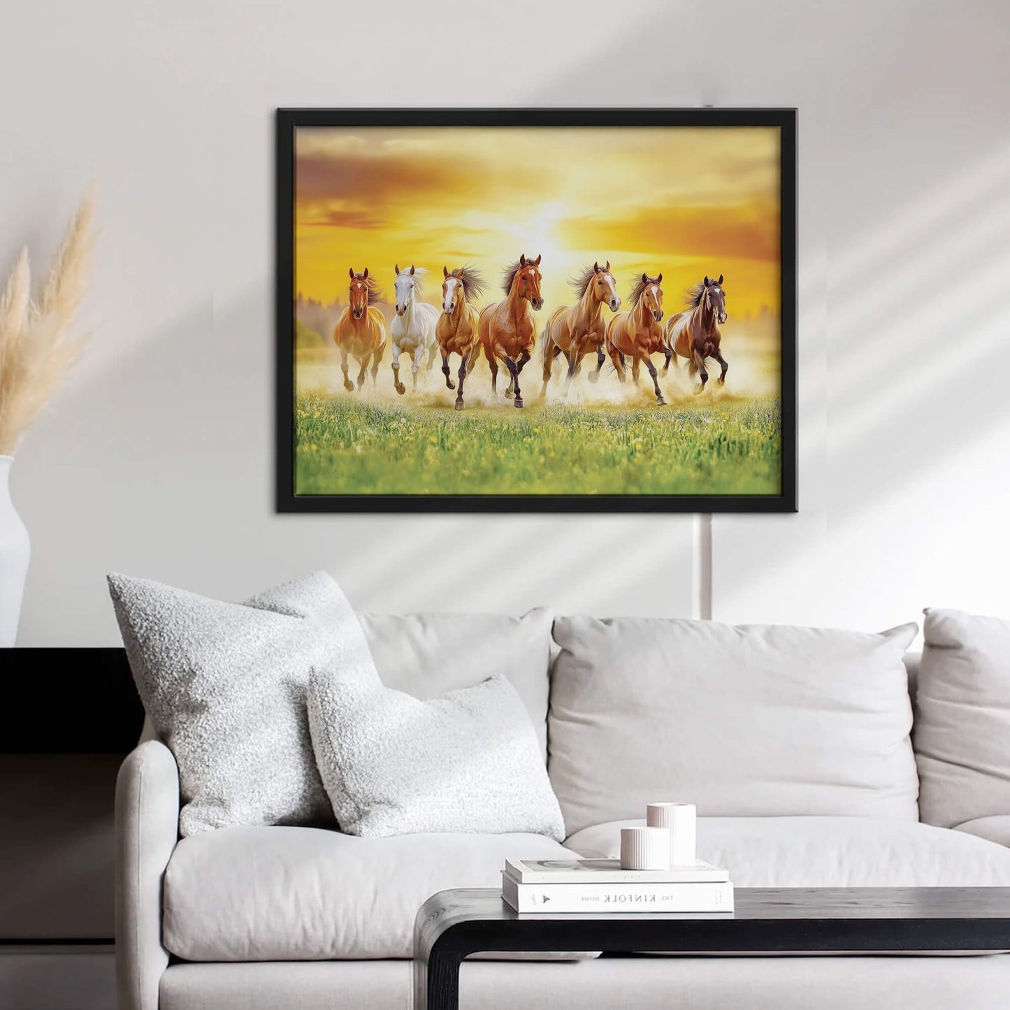 7 Running Horses Vastu Art Frame | Positive Energy & Good Luck Wall Decor