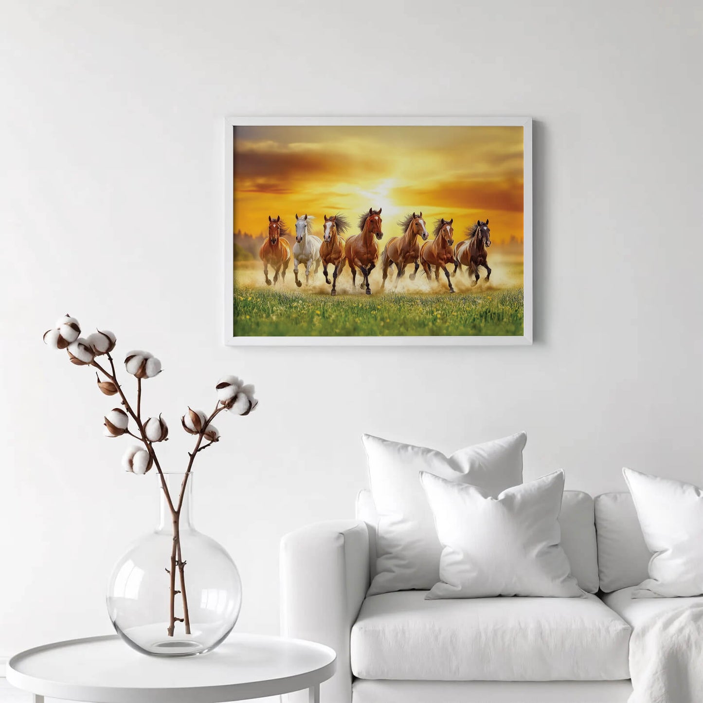 7 Running Horses Vastu Art Frame | Positive Energy & Good Luck Wall Decor