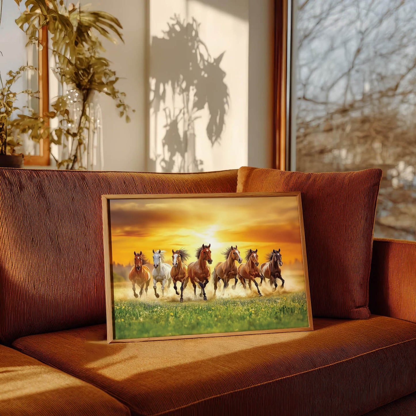7 Running Horses Vastu Art Frame | Positive Energy & Good Luck Wall Decor