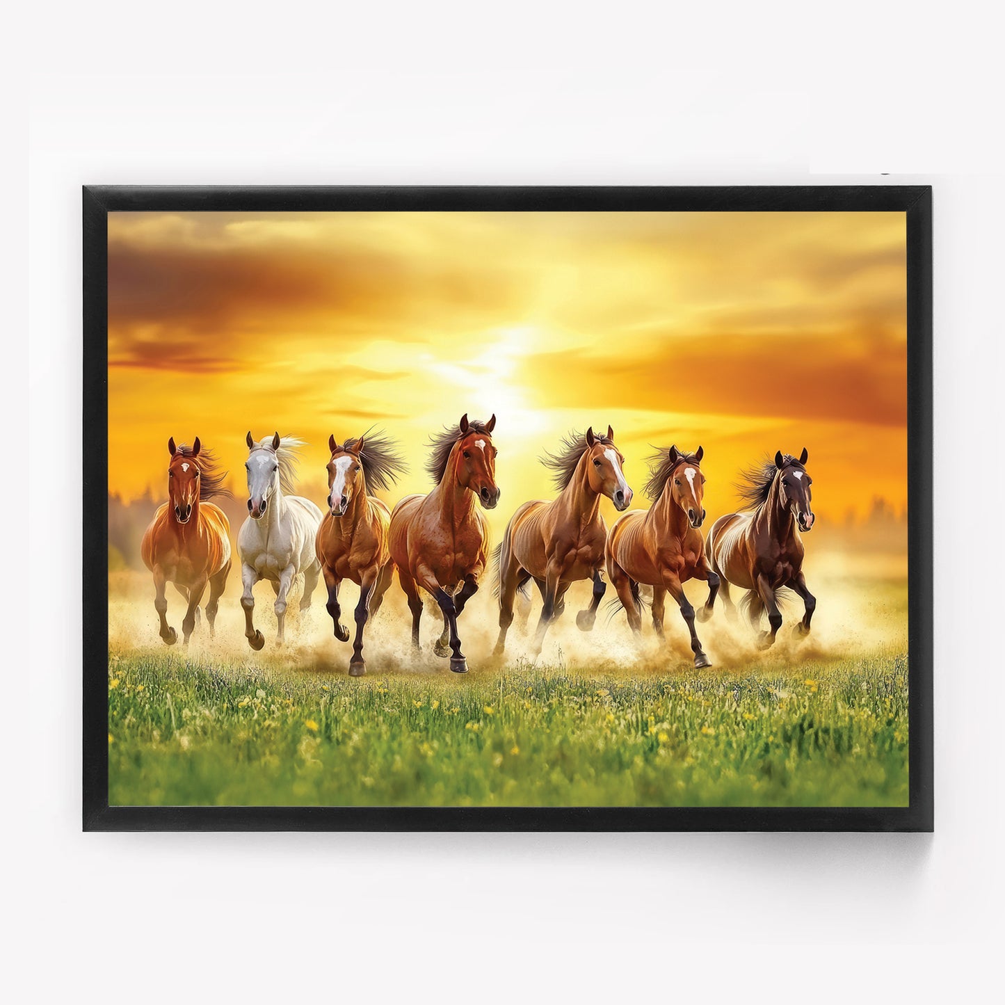 7 Running Horses Vastu Art Frame | Positive Energy & Good Luck Wall Decor