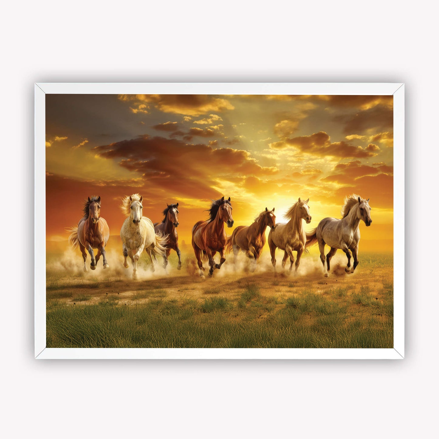 7 Running Horses Painting for Positive Energy, Success for Home & Office Decor