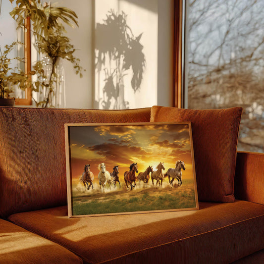 7 Running Horses Painting for Positive Energy, Success for Home & Office Decor