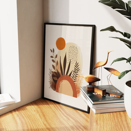 Modern Abstract Nature With Handrawn Elements Wall Frame