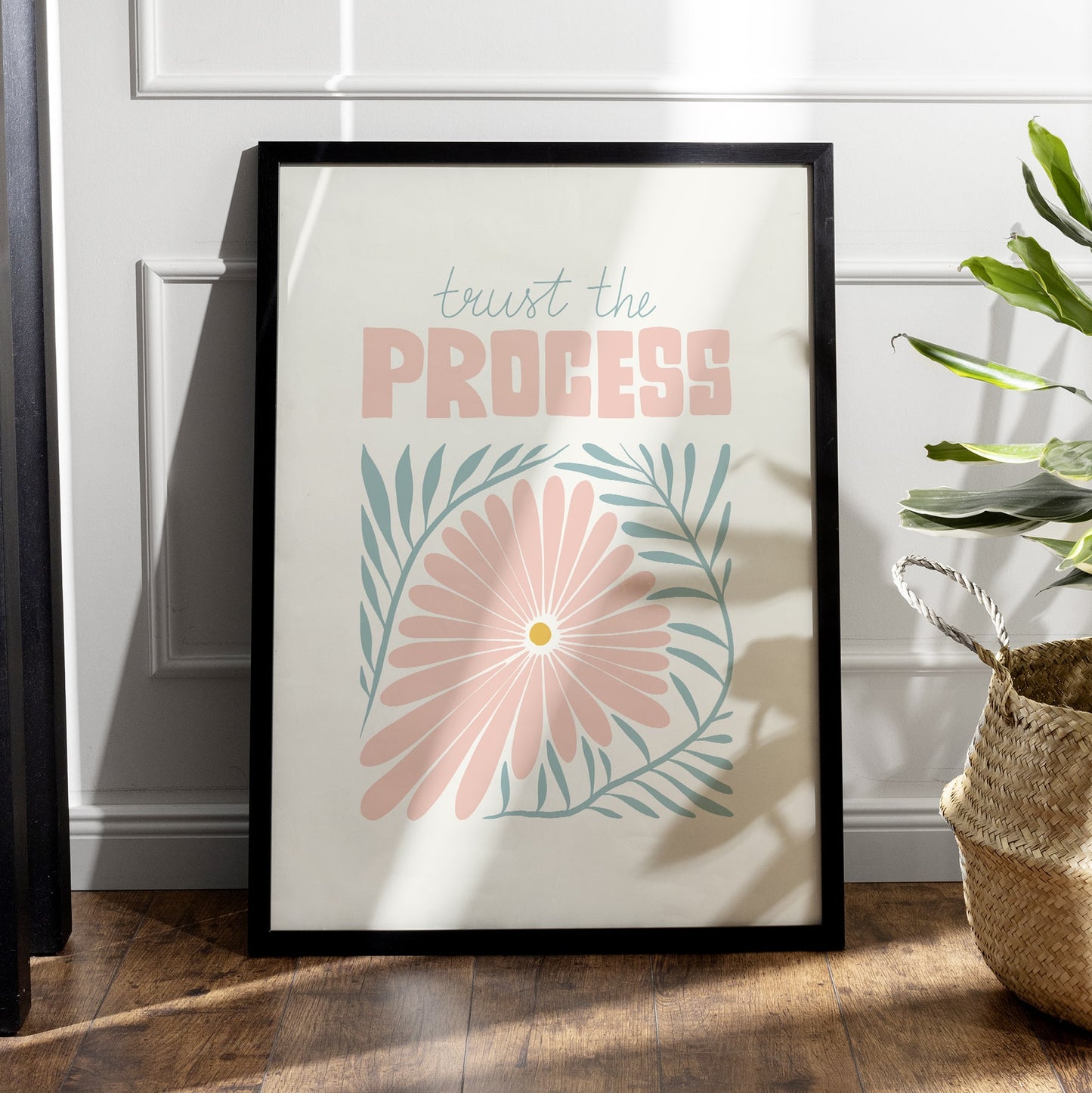 Trust the Process Floral Wall Art | Motivational Artwork for Bedroom, Office Painting