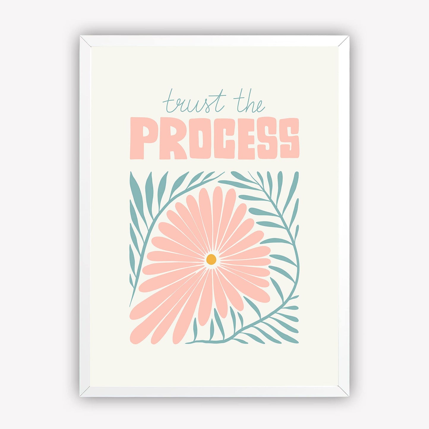 Trust the Process Floral Wall Art | Motivational Artwork for Bedroom, Office Painting