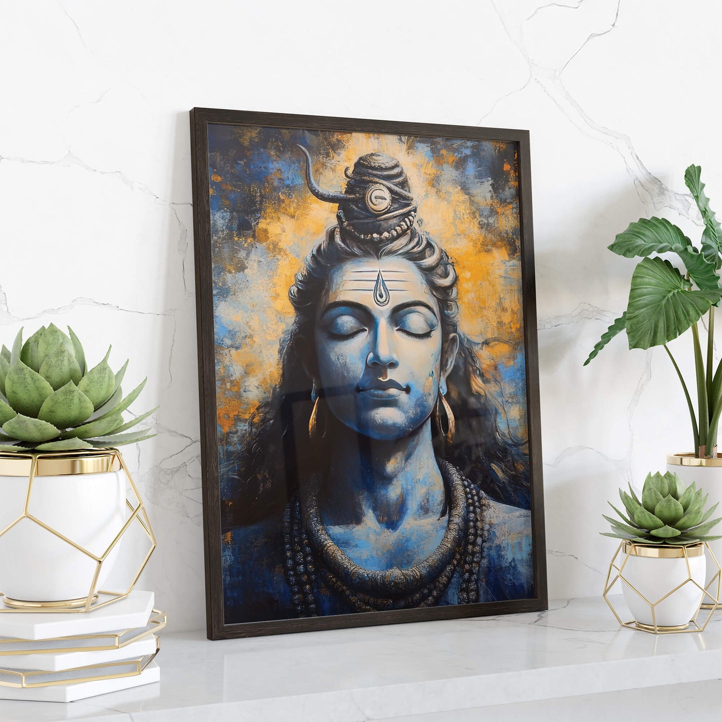 Lord Shiva with Third Eye Painting | Hindu Deity Wall Art | Spiritual Decor