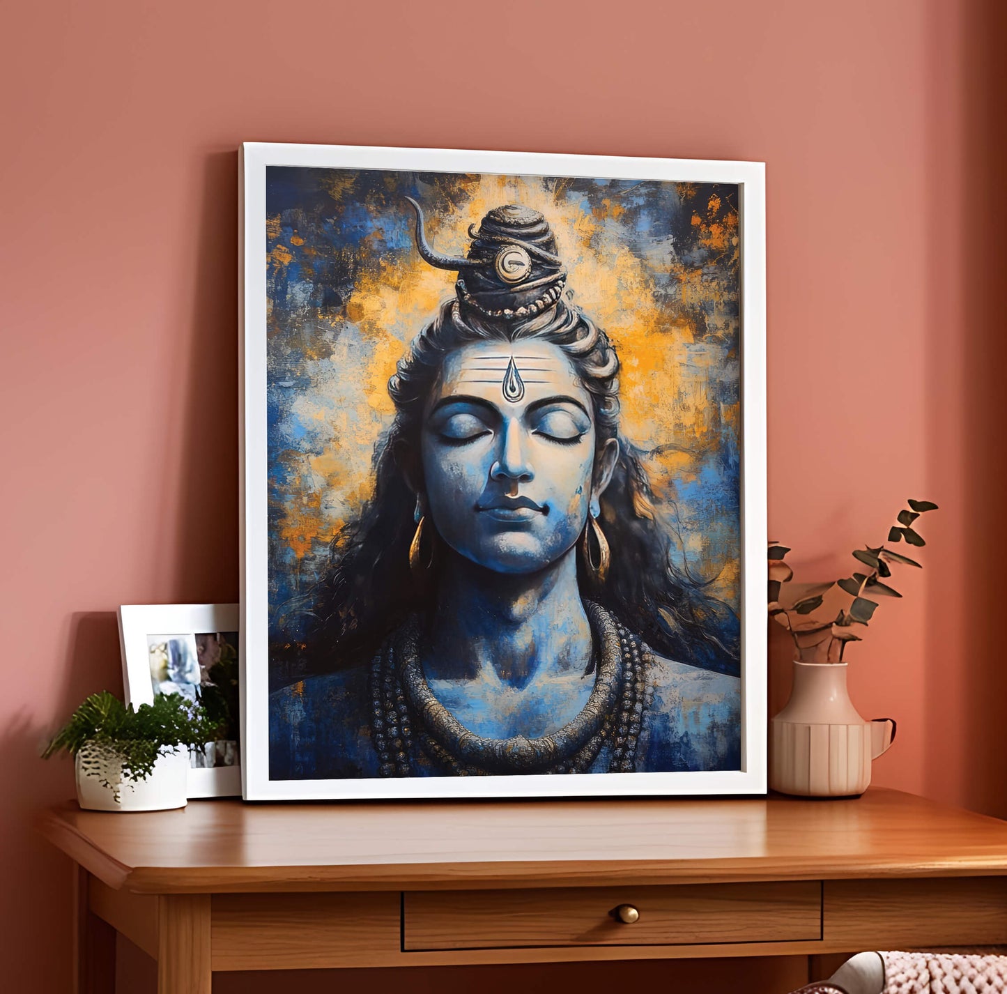 Lord Shiva with Third Eye Painting | Hindu Deity Wall Art | Spiritual Decor