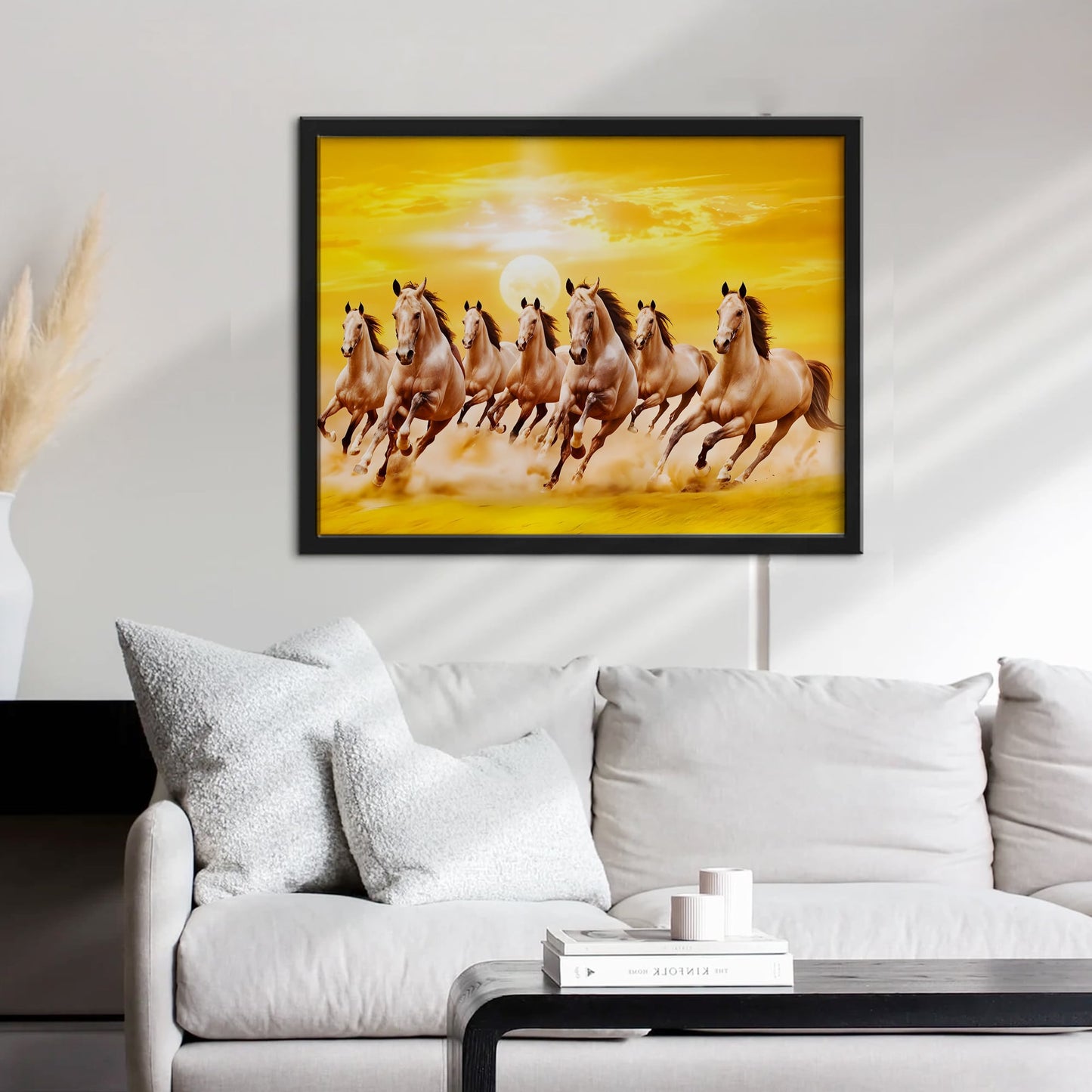 7 Horses Running Vastu Art Frame | Lucky Wall Painting for Home & Office Decor