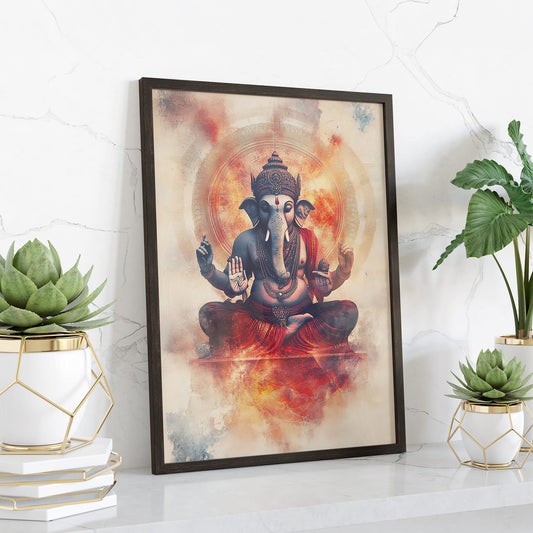 Lord Ganesha Painting Framed For Home and Office Wall Art