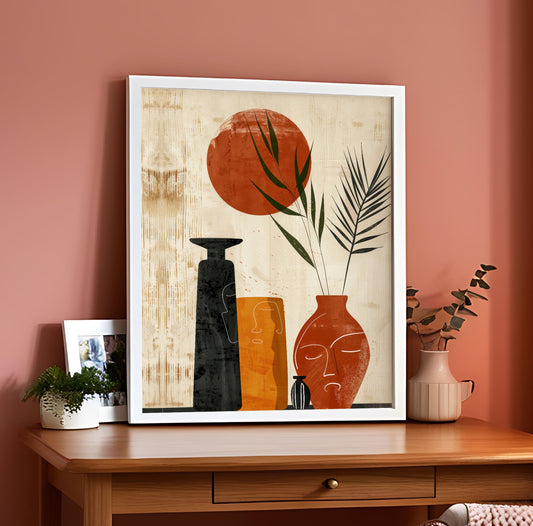 Illustration Digital Style With Pottery Boho Wall Art