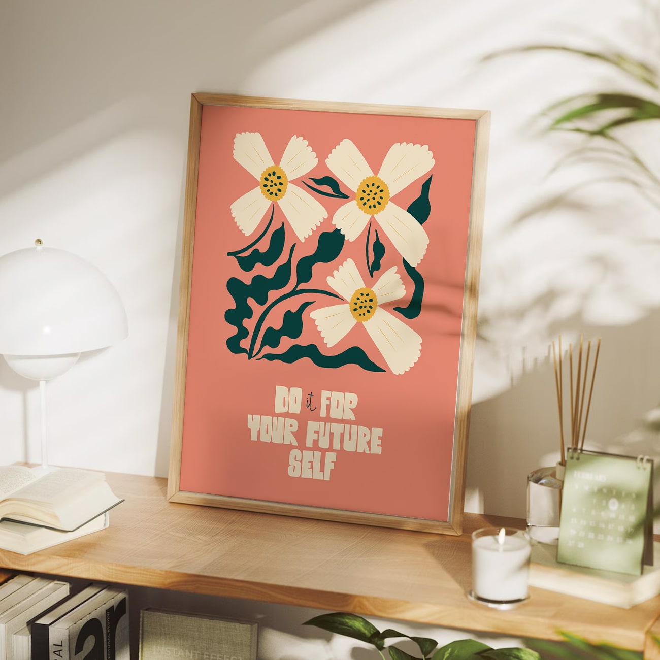Inspirational Floral Poster | Do It for Your Future Self | Flower Wall Art Painting