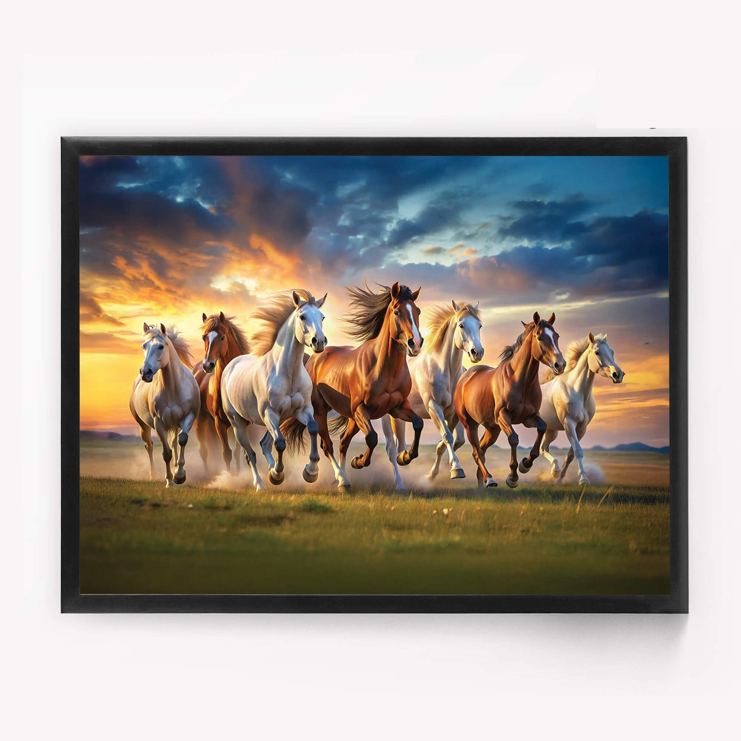 7 Running Horses Vastu Painting | Symbol of Success Art for Home & Office