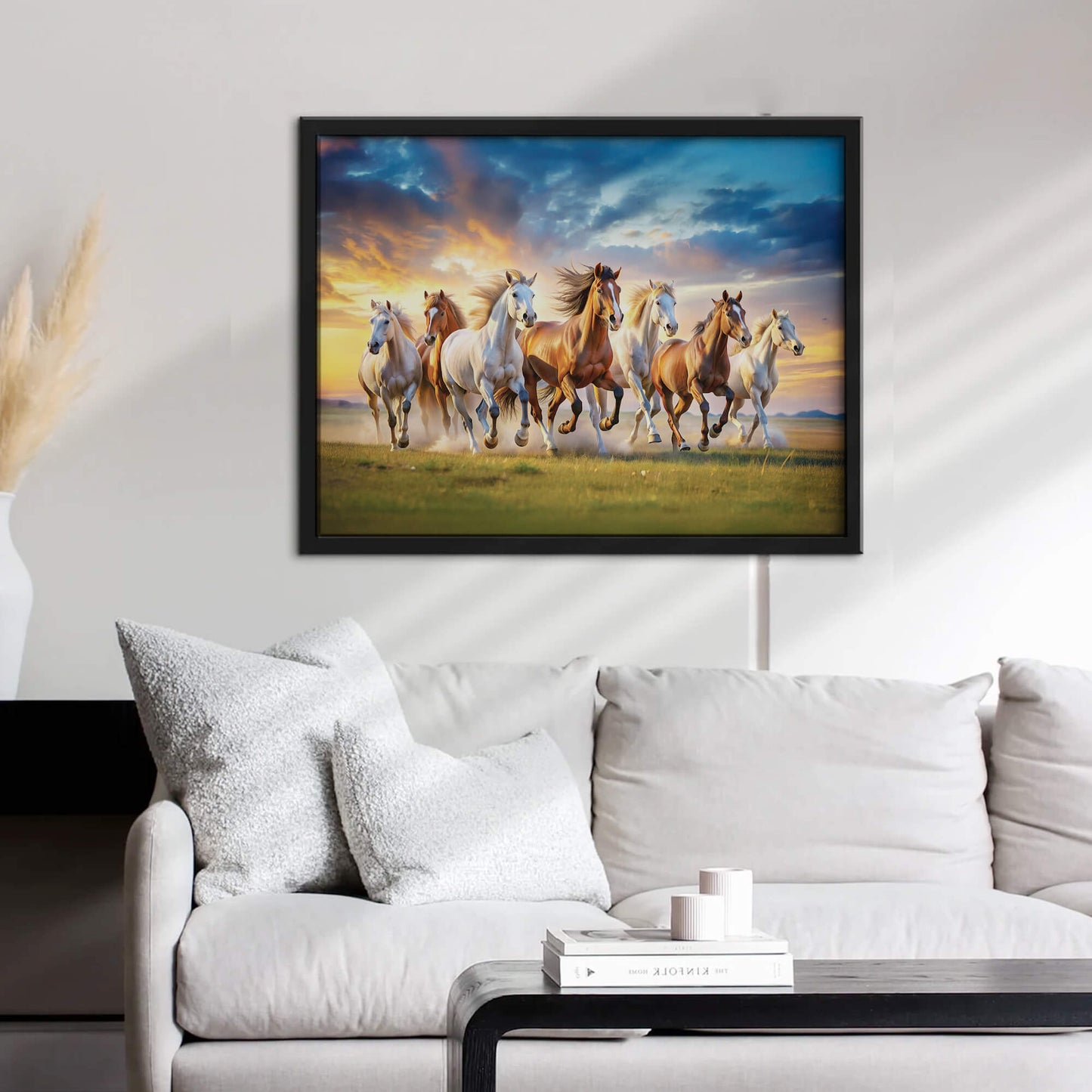 7 Running Horses Vastu Painting | Symbol of Success Art for Home & Office