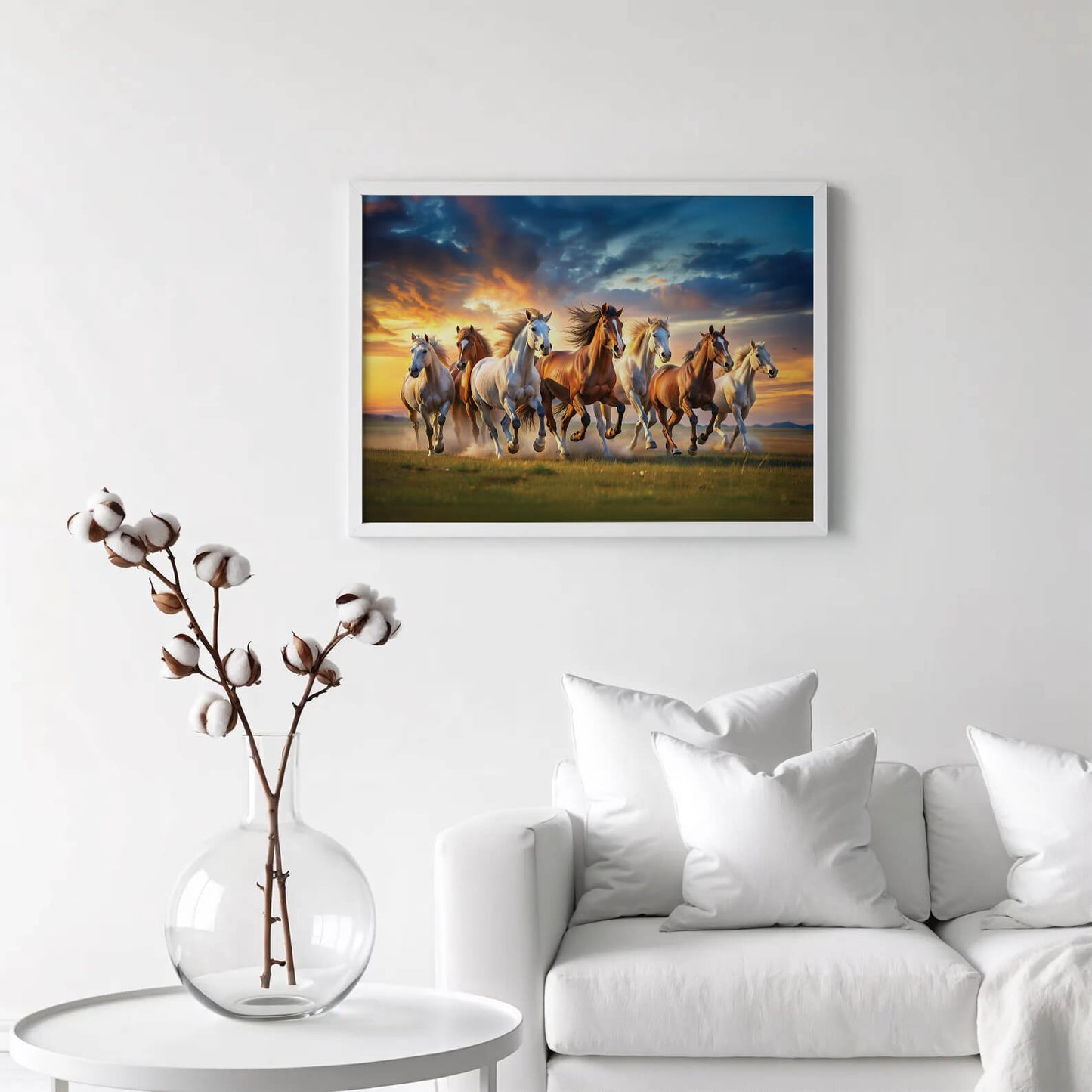 7 Running Horses Vastu Painting | Symbol of Success Art for Home & Office