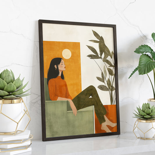 Midcentury Featuring Relaxed Woman Wall Art