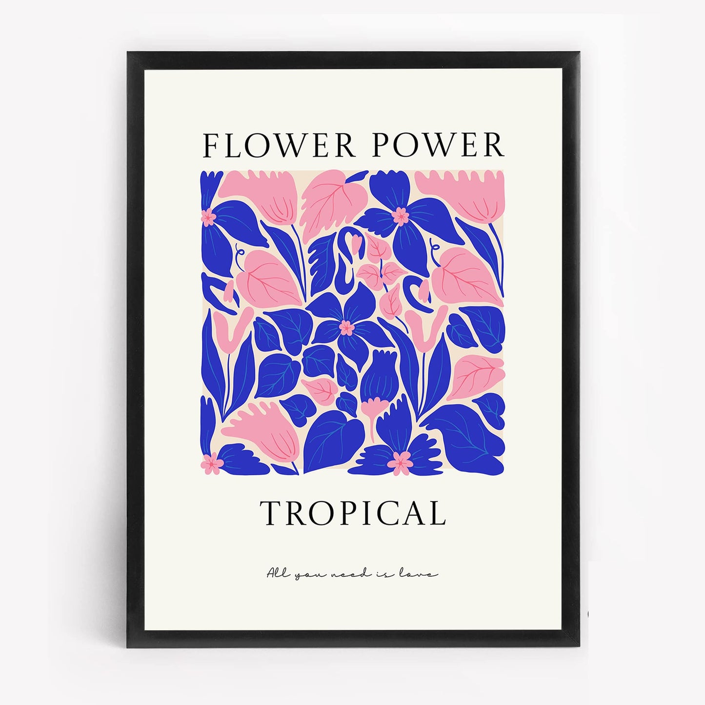 Flower Power Tropical Wall Art Photo Frame | Modern Boho Floral Artwork for Home, Bedroom, Living Room