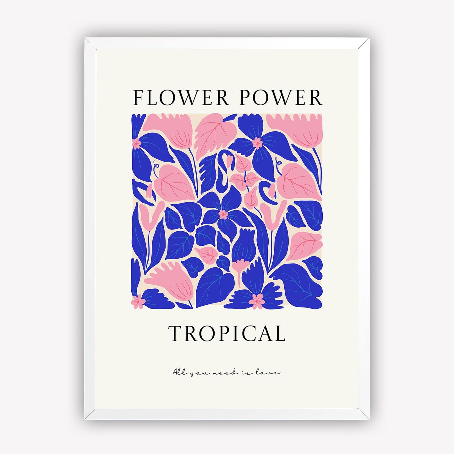 Flower Power Tropical Wall Art Photo Frame | Modern Boho Floral Artwork for Home, Bedroom, Living Room