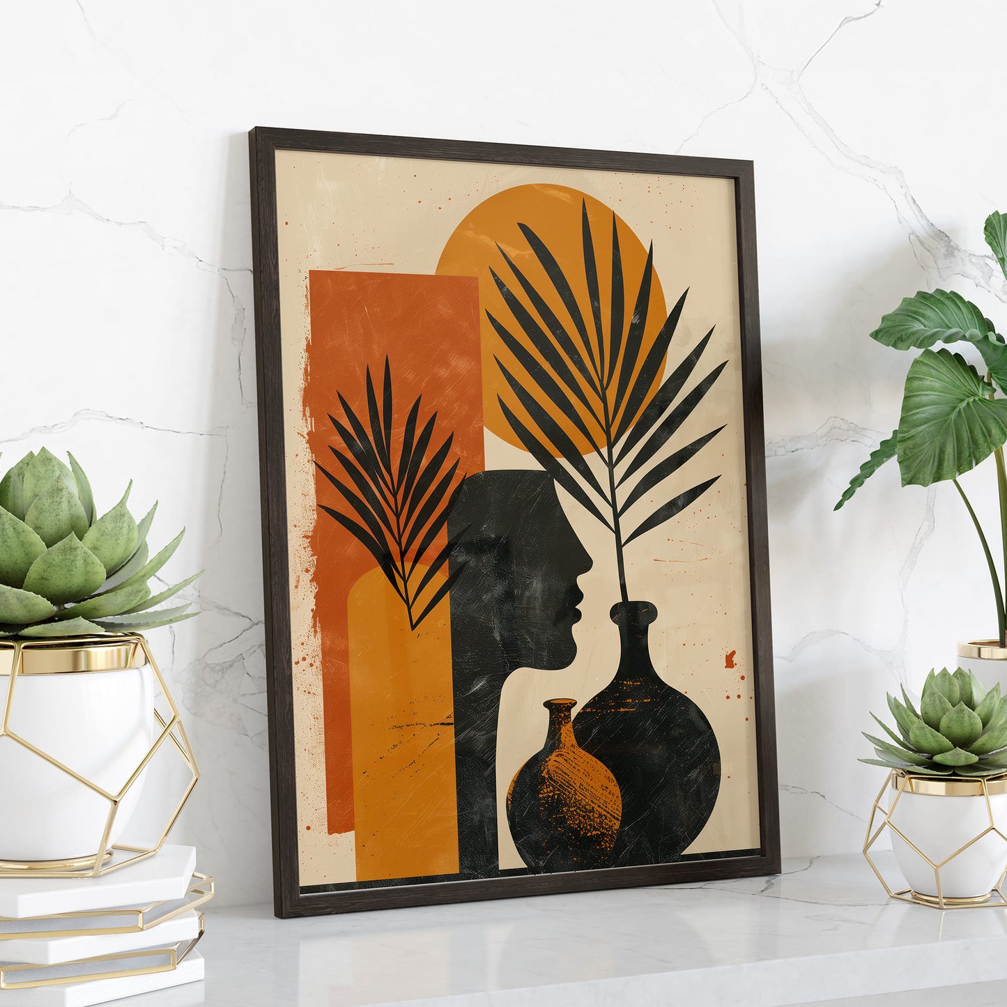 Illustration Digital With Pottery Boho Wall Frame